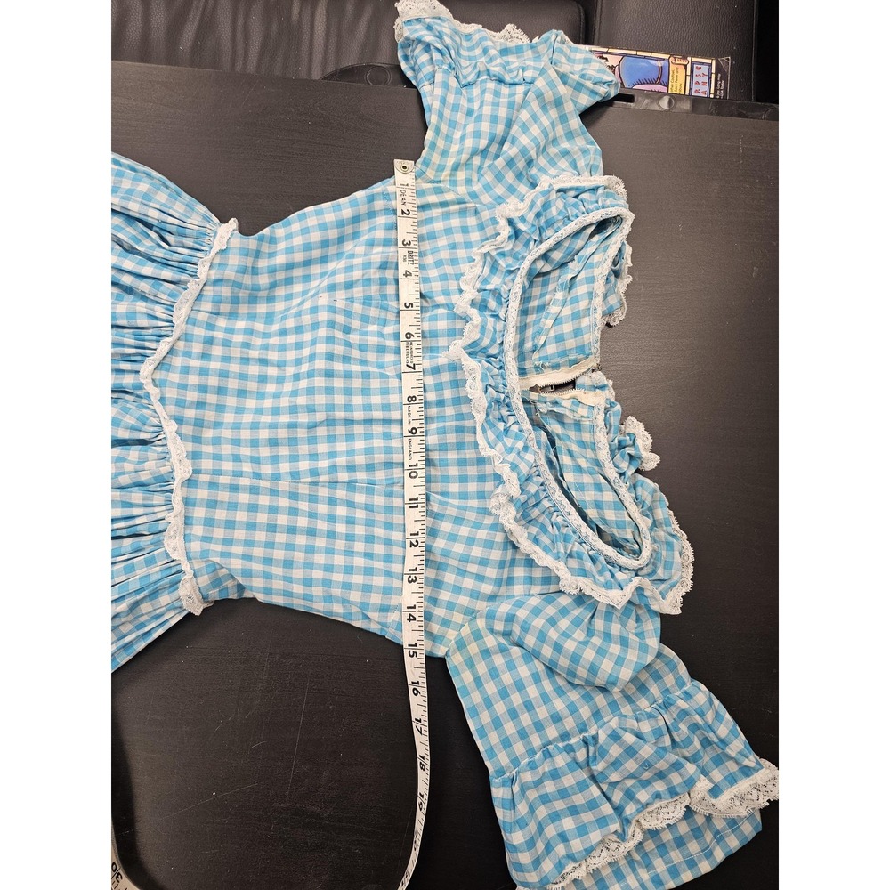 Vintage Cottagecore Gingham Blue Dress 60s / 70s Dorotyh Wizard of‎ Oz Style - Picture 3 of 13